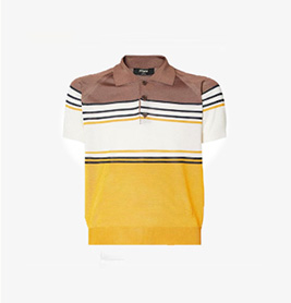 fendi color block striped knit short sleeve polo shirt